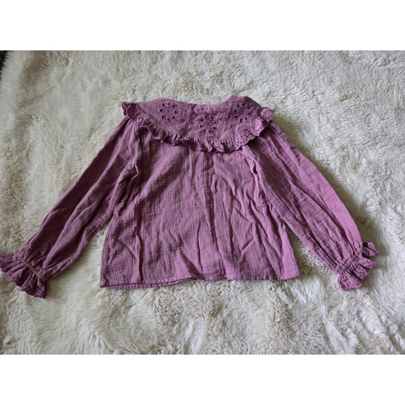 H&M Mauve long sleeved eyelet Blouse size 6 girls  NWT - Picture 8 of 8